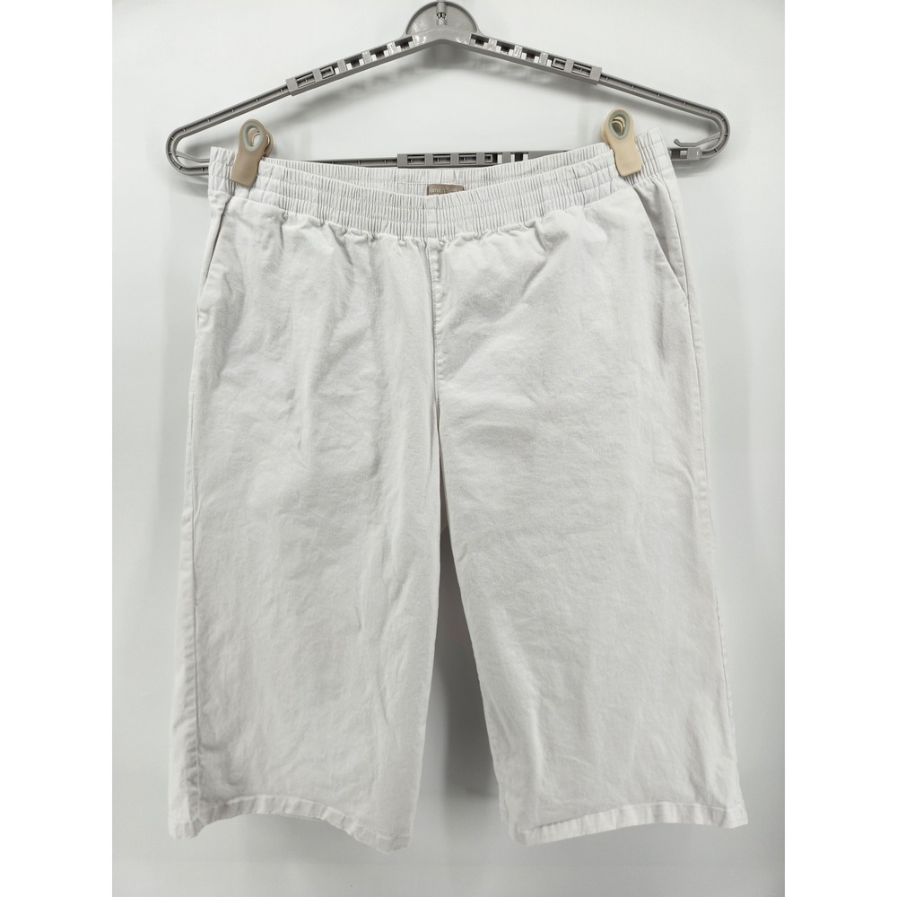Woman Within Womens Size 24W Pull On Wide Leg‎ Capri Pants Elastic Waist White
